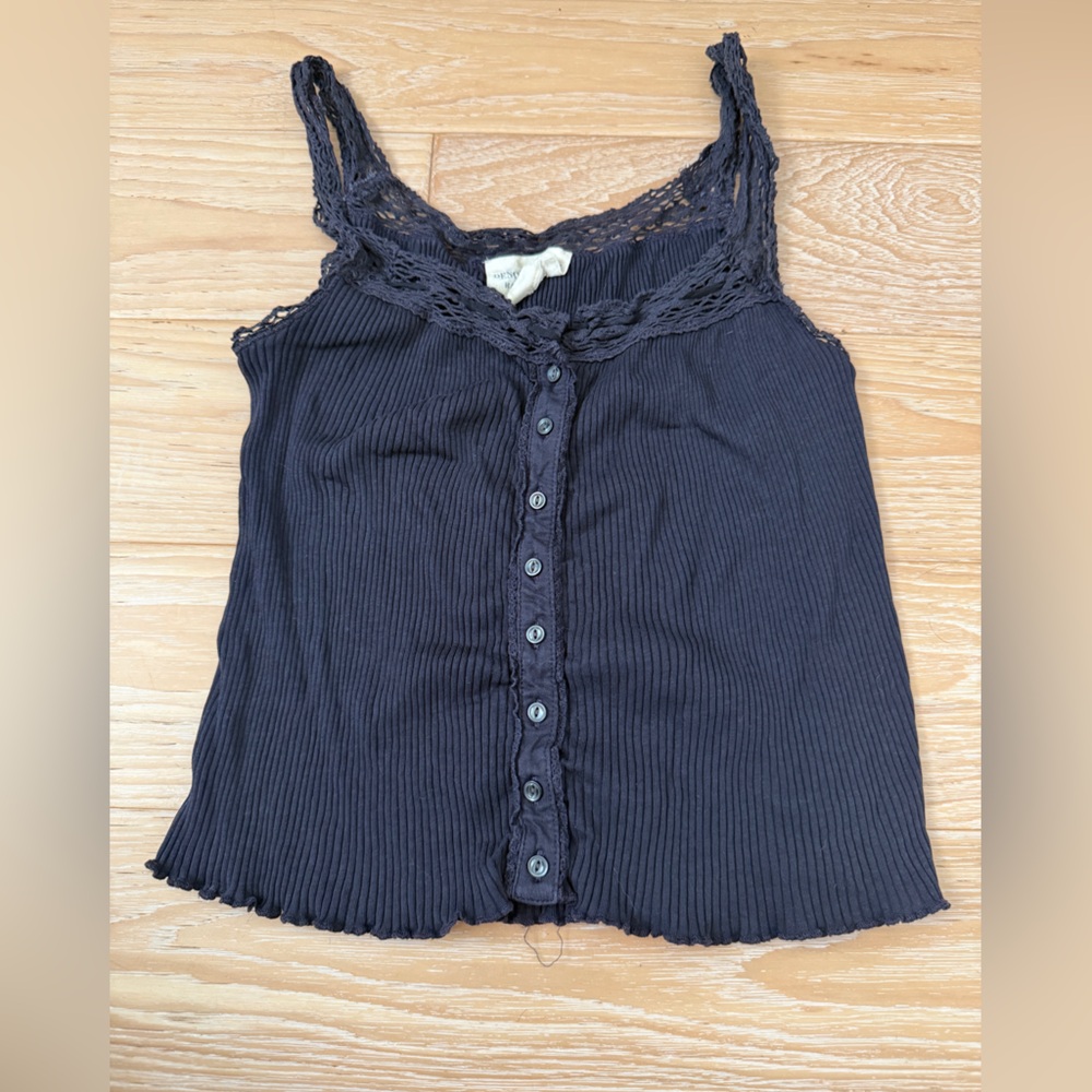 Vintage Denim & Supply Ralph Lauren Lace Trim Tank Size XS Navy old money 90’s